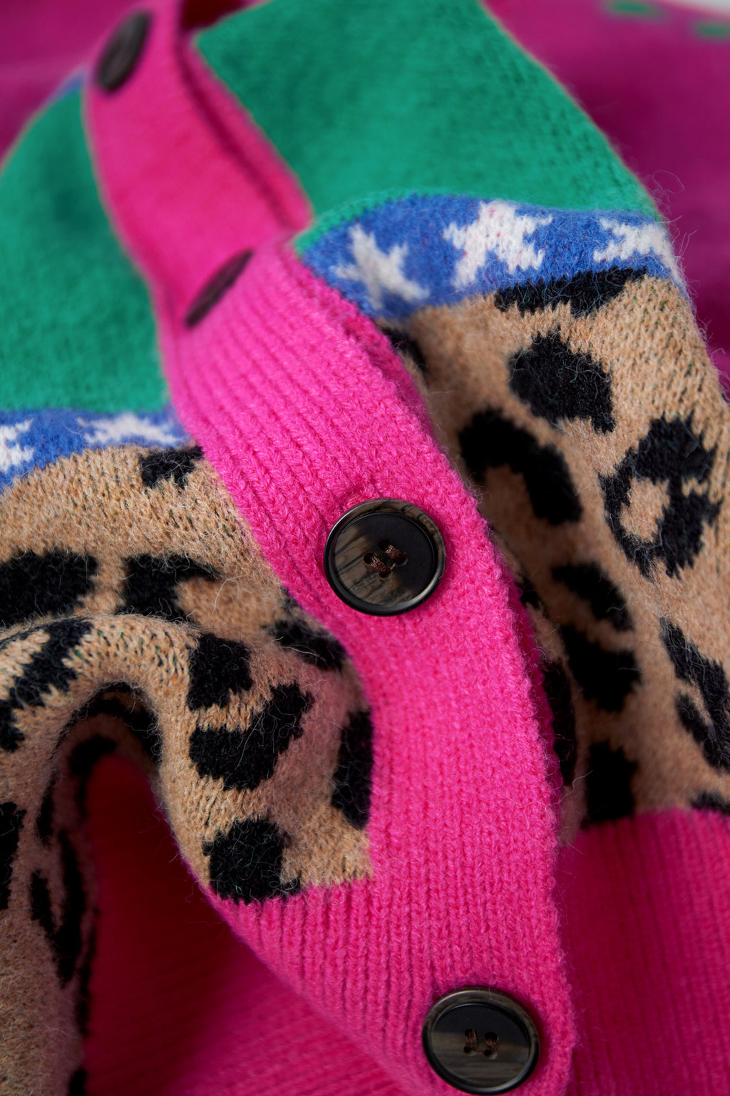 Gestrickter Wollmischung Damen Cardigan Oversized Musterdesign