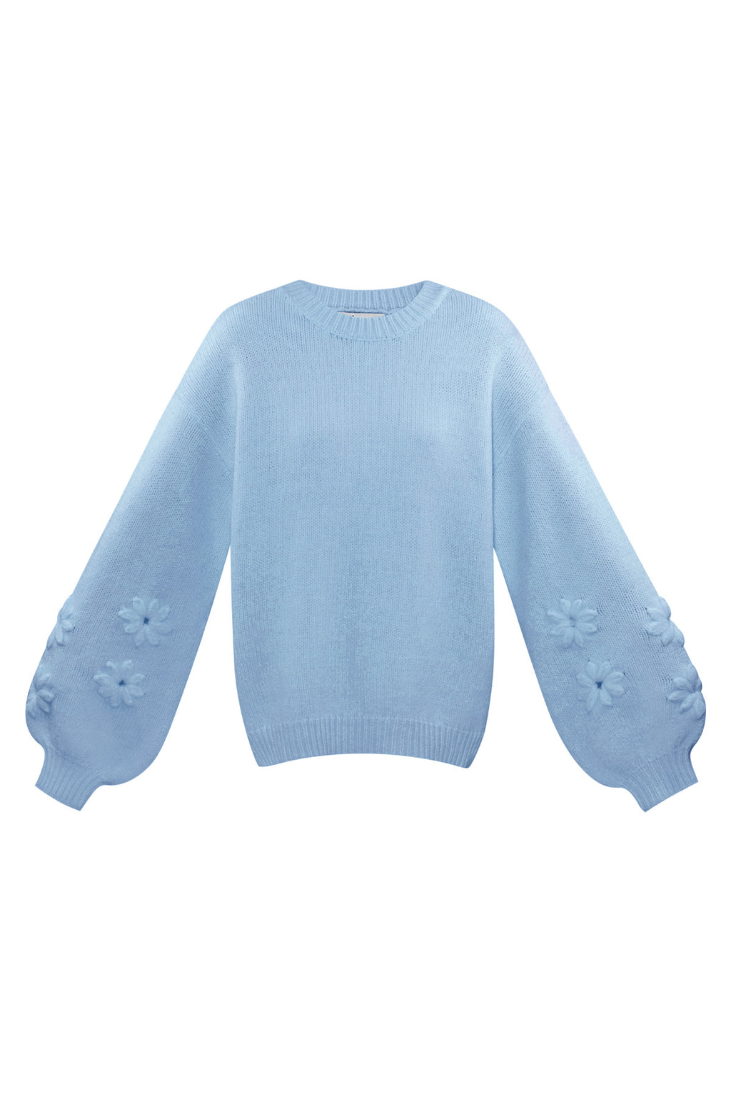 Gestrickter Wollmischungs Damen Oversized Pullover Blumen Applikation