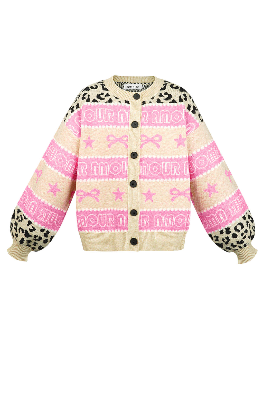 Gestrickte Baumwollmischung Damen-Cardigan Musterdruck