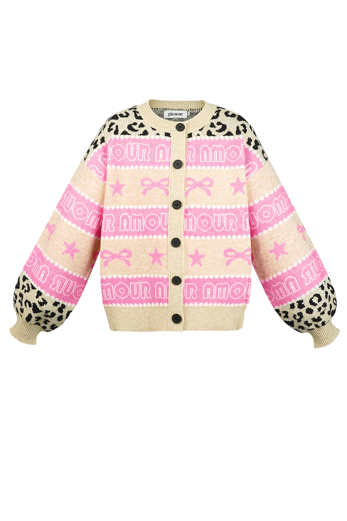 Gestrickte Baumwollmischung Damen-Cardigan Musterdruck