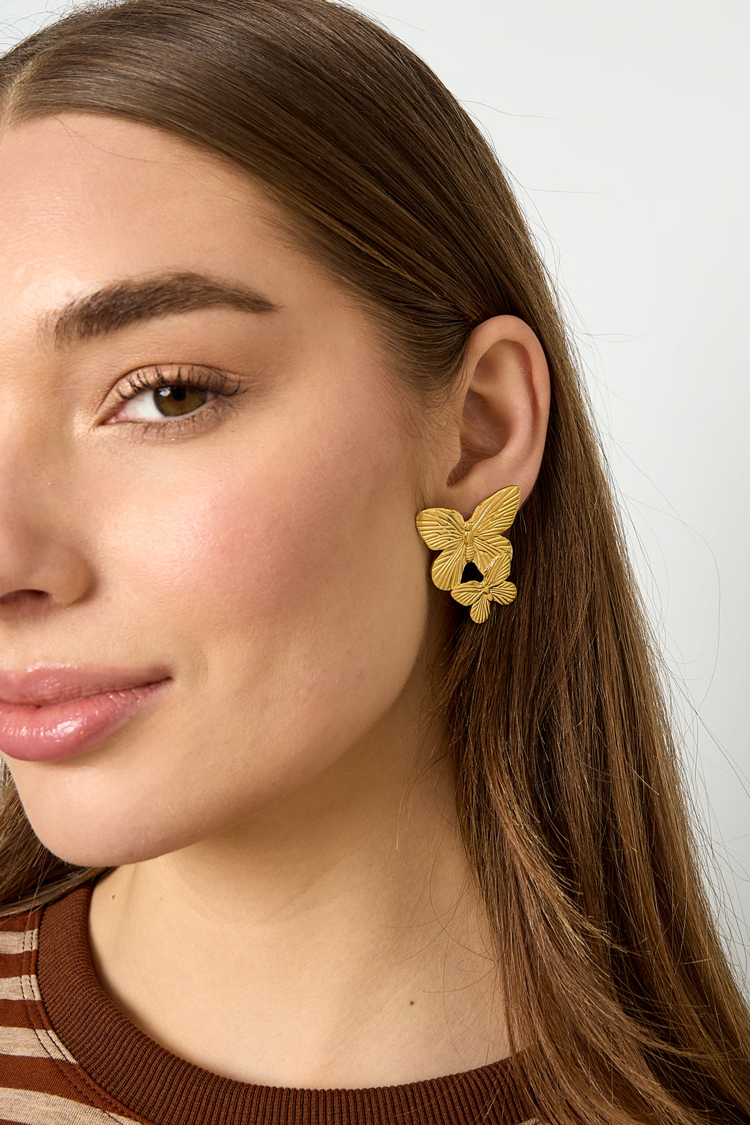 Ohrhänger aus Edelstahl, Schmetterlingsmotiv, lässig-schlichte Serie, Damenschmuck