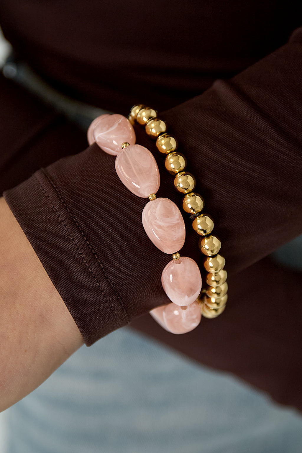 Edelstahl-Perlenarmbänder, schlichte und lässige Serie, Damenschmuck